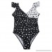 Saymi Women Maternity Ruffled Polka Dot Strappy Halter Bikini Swimsuit Pregnant Monokini Swimwear Black B07PKLJL2V